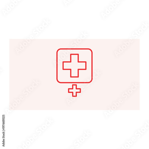 Red medical plus sign icon with cross symbol hospital healthcare pharmacy