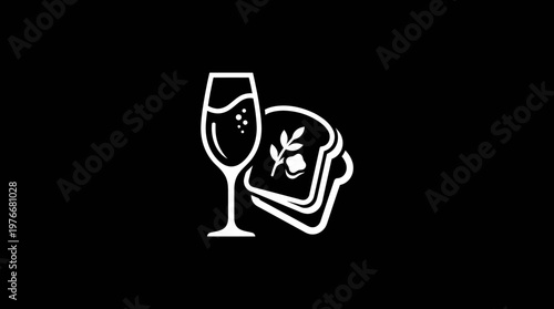 Elegant Food and Wine Icon Set