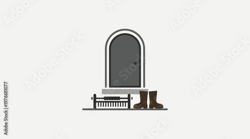 Minimalist Entryway with Door Boots and Brush