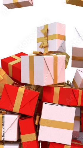 3D animation of gift boxes falling on white background, Big Sale or Special Limited Offer concept