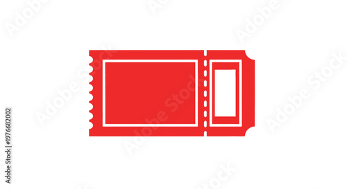 Red Cinema Movie Ticket Stub Icon.