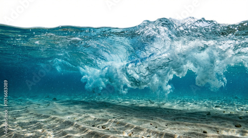Underwater Ocean Wave Background in Natural Style. Collection of water backgrounds, including sea, sand, blue, foam, bubbles, sunlight, splash, ripples, ocean, pure, and more. High Contrast.