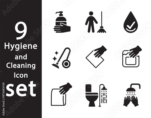 Hygiene and cleaning icons set