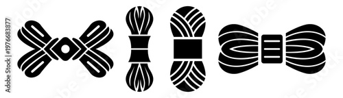 Yarn skeins bundle silhouette vector illustration collection for knitting supply and wool craft design