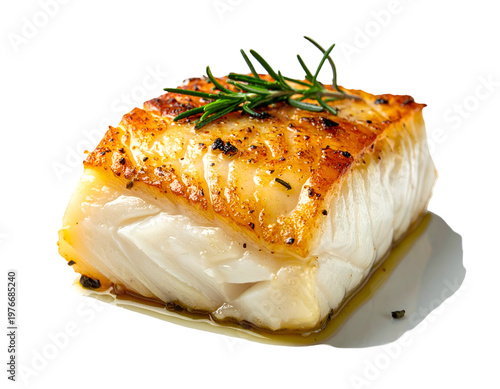 Golden pan-seared fish fillet with herbs