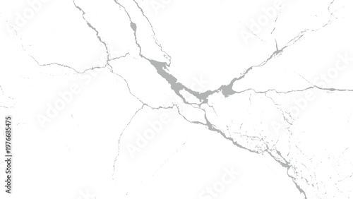 Gray cracks on white surface damaged material with fractured lines and broken texture