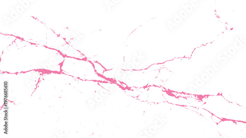 Pink marble texture with cracks and veins on white background natural stone pattern