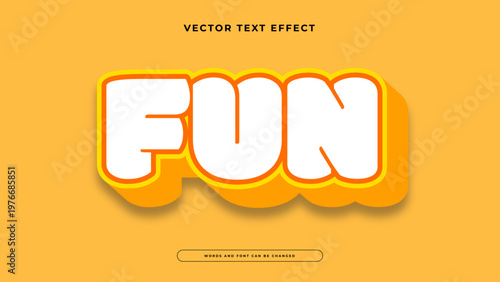 Playful bubble style text effect in white and orange with thick 3D shadow for kids and casual content