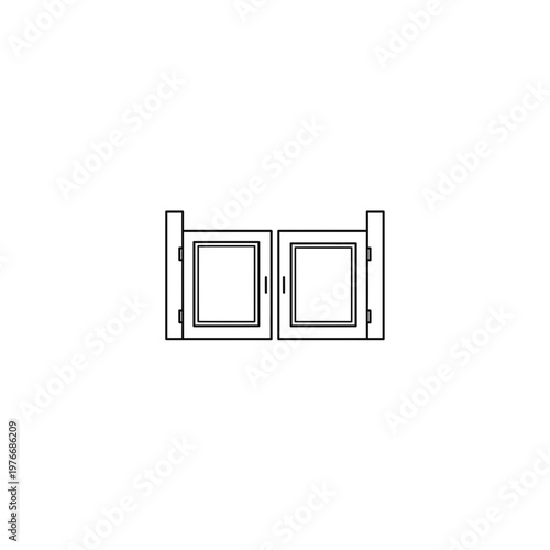 Obraz na plátně Double interior door line art icon with interior architecture entrance