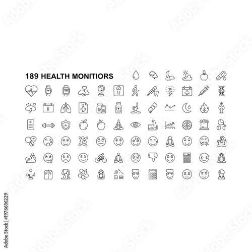 Medical health condition and disease icon set for healthcare graphics
