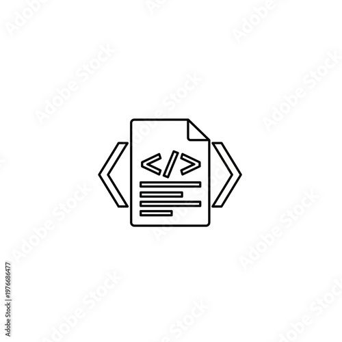 Code file development icon with script syntax development programming