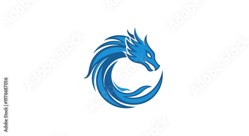 Blue Dragon Head Logo Design.