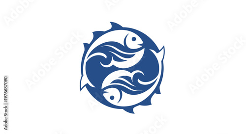 Blue fish logo with two fish.