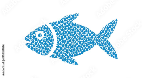 Blue Fish Made of Small Dots.