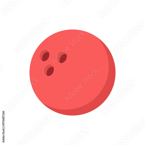 Creative illustration of a red bowling ball, emphasizing bowling gameplay, sporting activity, entertainment, and recreational indoor sports equipment. flat vector illustration