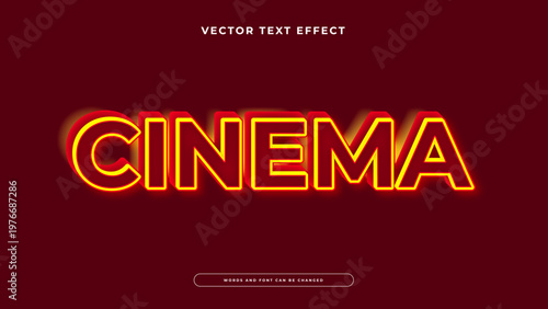 Professional cinema 3D text effect with a glowing red neon look for movie production and theater titles
