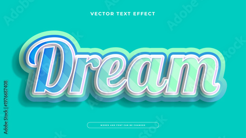 Elegant teal dream 3D text effect with a cursive font style and glossy finish for luxury and beauty branding