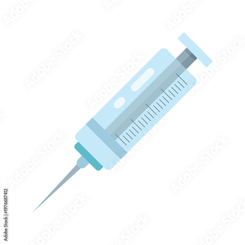 Illustration of a vaccine-filled syringe for preventing diseases. Suitable for medical education, healthcare campaigns, vaccination awareness, and immunization visuals. flat vector illustration.
