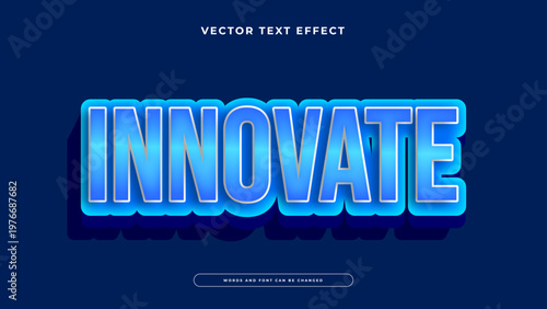 Futuristic innovate 3D text effect with blue neon glowing style