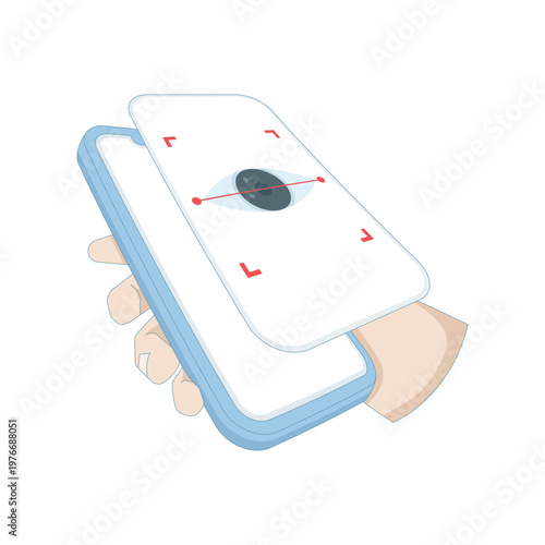 Digital illustration of eye recognition scan technology. Perfect for biometric security, digital identity, authentication systems, and technology or cybersecurity visuals. vector illustration.