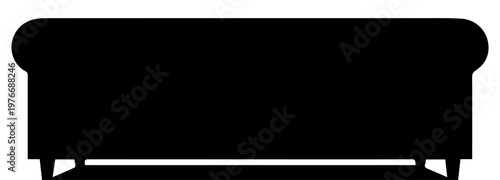 Black Sofa Silhouette Vector Illustration Isolated on White Background
