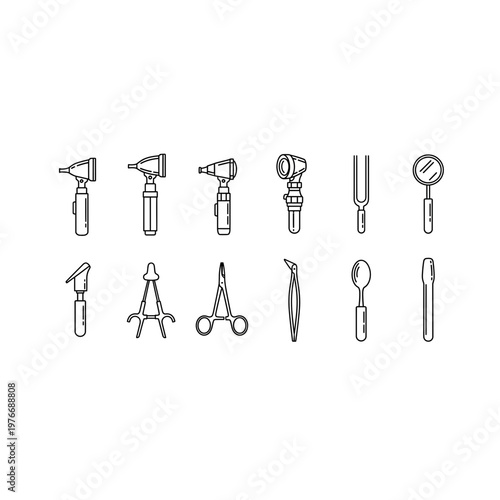 Comprehensive set of ent medical diagnostic instruments for specialists