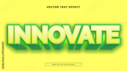 Modern green innovate text effect with 3D extrusion and tech-inspired look for future-oriented projects