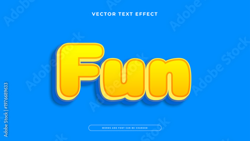 Playful fun 3d editable text effect with vibrant yellow and blue cartoon style