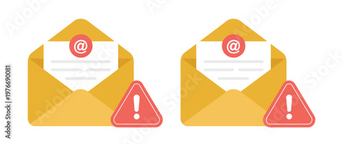 Mail error icon, vector illustration, modern flat design showing envelope with warning or cross symbol, representing failed email delivery, message issues, or communication errors, ideal for apps, 