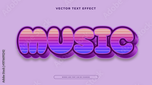 Retro 80s synthwave style text with horizontal stripes in pink and purple gradients