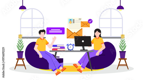 Candidate and recruiter having a professional job interview meeting