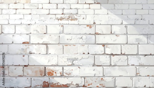 A white brick wall with shadows