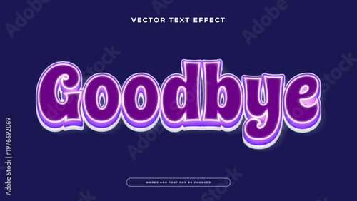 Elegant purple and pink goodbye text effect with layered 3d style