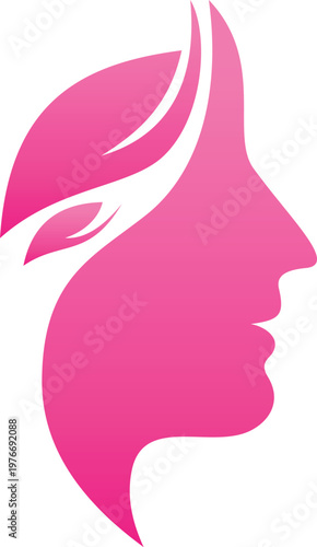 Beautiful profile of young woman- vector Woman face icon logo design vector template 