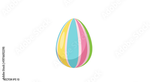 Free Download Colorful Easter Egg with Vertical Stripes on White Background - GFXLoad