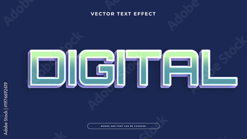 Sleek futuristic text effect with a cyan gradient and technological 3D block style