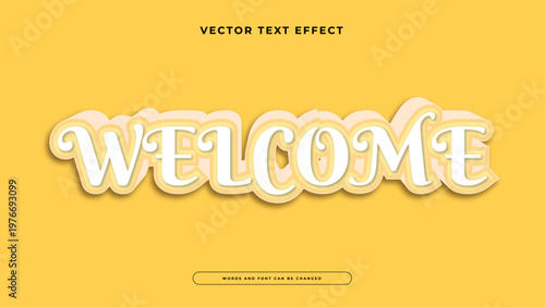 Welcome editable text effect with a friendly cursive style and soft yellow theme