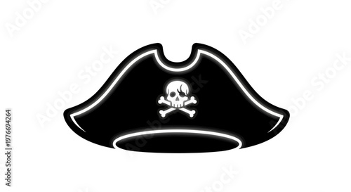 Pirate hat with skull and crossbones signifies adventure and maritime piracy.