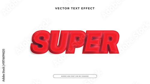 Professional super text effect with red layered paper cut style