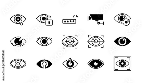 Eye Icon Set Duotone Line and Bold Style – Vision and Visibility Vector Collection