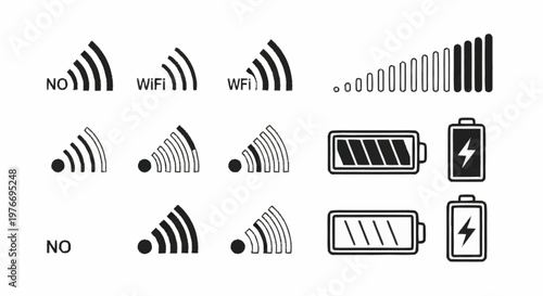 Connectivity and Power Icons - WiFi Signal Strength and Battery Levels.