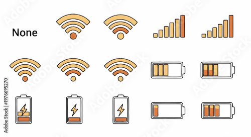 Connectivity and Power Icons - Wireless, Signal Strength, and Battery Levels.