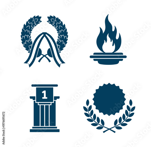 award symbols with laurel wreaths and a podium  graphic resources