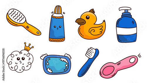 cute bathroom accessories and hygiene kit set for kids daily body care