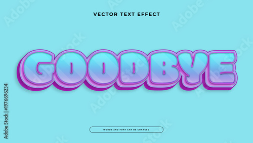 Stylish 3d purple and blue goodbye text effect template for farewell messages