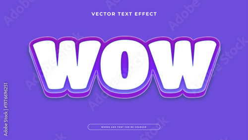 Eye catching 3d white and purple wow text effect for promotions and surprises