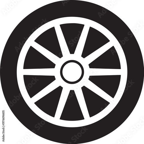 White Spoke Wheel Design Isolated Vector Graphic With Center Circle