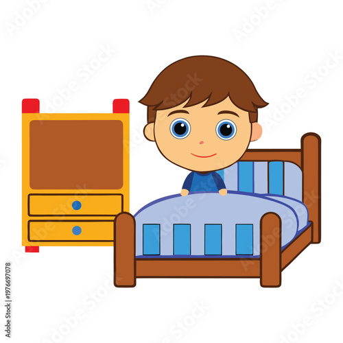 A cozy boy’s room with a comfy bed, playful décor, and bright colors. Toys, books, and a small desk add charm, creating a cheerful space perfect for rest and imagination.

