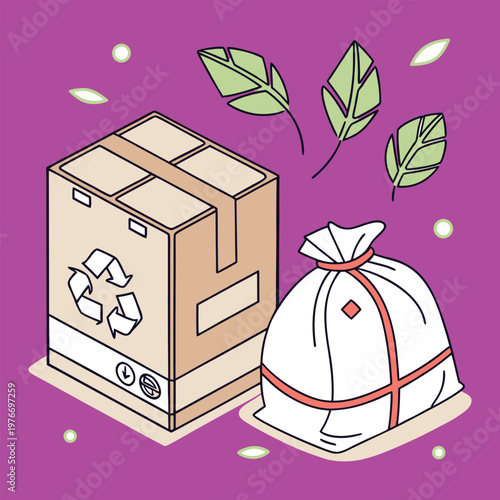 A torn package lies open beside scattered trash, its crumpled wrappers and discarded bits creating a small messy scene that hints at hurried unboxing and careless cleanup.
