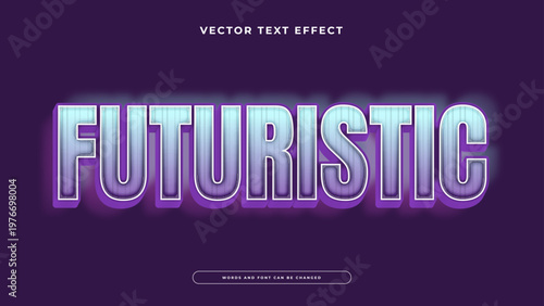 Modern futuristic text effect with sleek metallic finish and purple shadow for space age design
